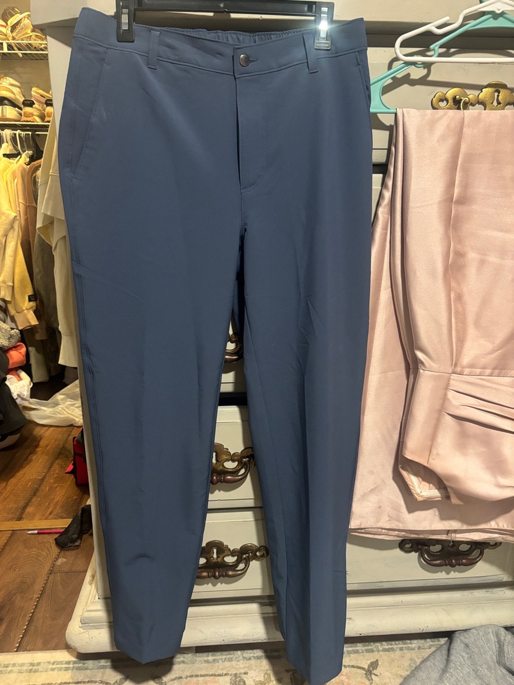 Men's Blue Straight-Leg Dress Pants